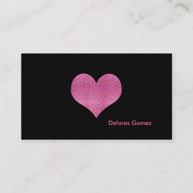 PixDezines Faux Glitter Raspberry Pink Heart Business Card (Front)