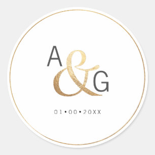 PixDezines Faux Gold Ampersand Classic Round Sticker