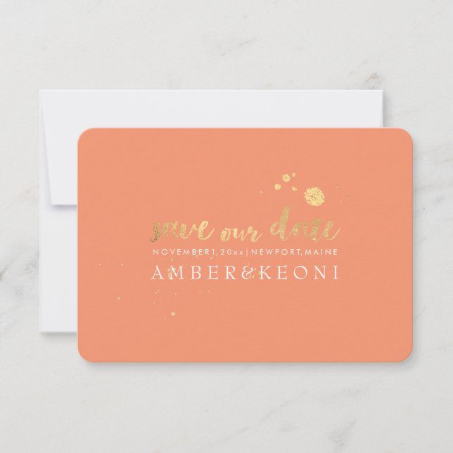 PixDezines faux gold brush/save date/DIY colour Save The Date (Front)