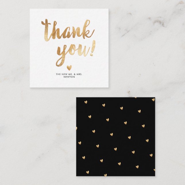 PixDezines Faux Gold Brush Script Thank You Note C Card (Front/Back)