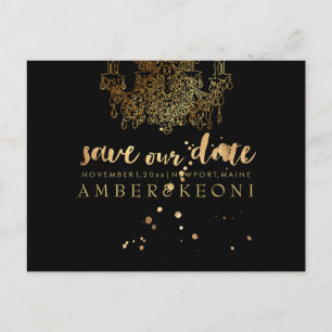 PixDezines Faux Gold Chadelier/save our date Announcement Postcard