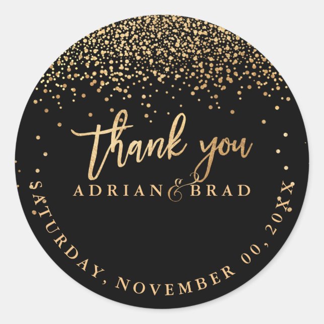 PixDezines Faux Gold Confetti | DIY Colour Classic Round Sticker (Front)