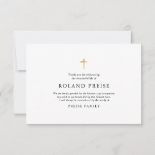 PixDezines Faux Gold Cross Bereavement Thank You Card