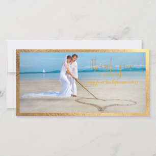 PixDezines faux gold frame/thank you wedding photo Thank You Card