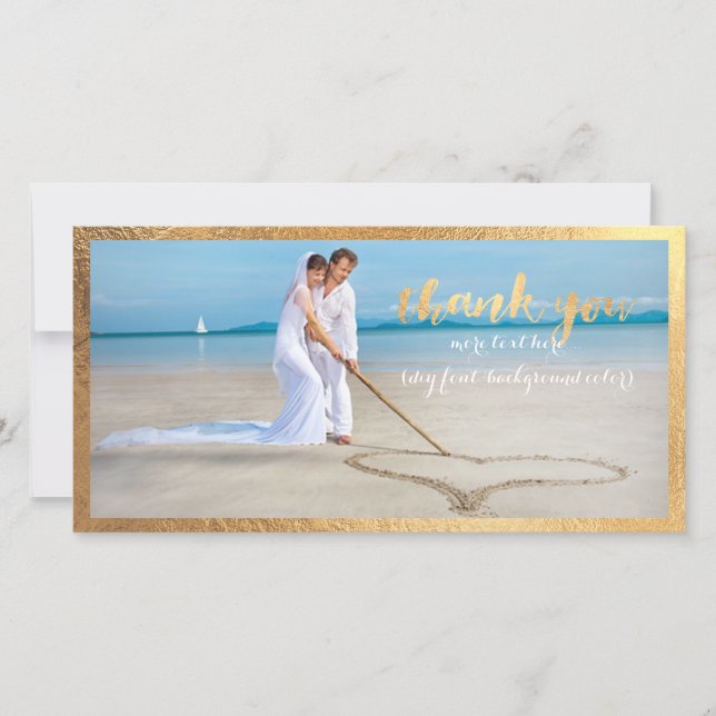 PixDezines faux gold frame/thank you wedding photo Thank You Card (Front)