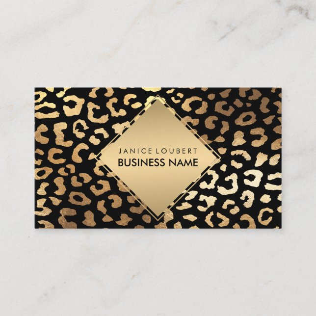 PixDezines Faux Gold Leopard Spots/DIY colour Business Card (Front)