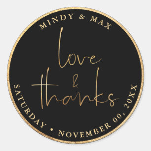 PixDezines FAUX GOLD LOVE+THANKS   DIY COLOR Classic Round Sticker