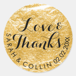 PixDezines faux gold/love/thanks/DIY text Classic Round Sticker
