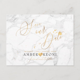 PixDezines Faux Gold/Marble/Save our Date Postcard