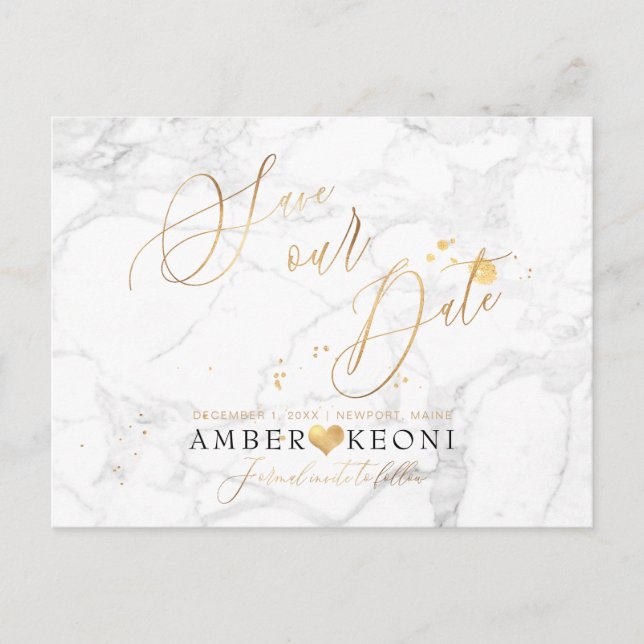 PixDezines Faux Gold/Marble/Save our Date Postcard (Front)