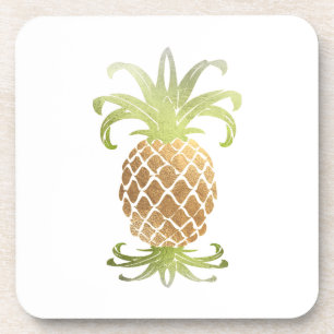 PixDezines Faux Gold Pineapple/DIY background Coaster