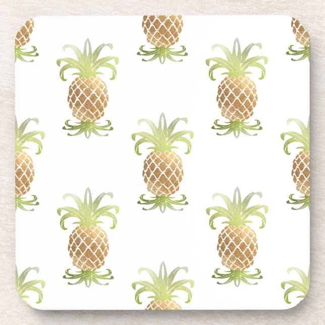 PixDezines Faux Gold Pineapples/DIY background Coaster (Front)