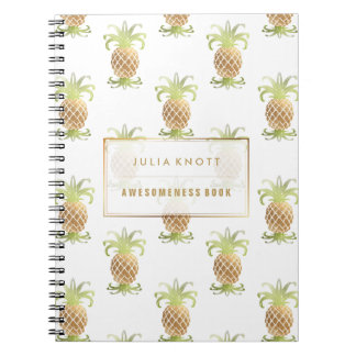 PixDezines Faux Gold Pineapples/DIY background Notebook