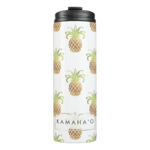 PixDezines Faux Gold Pineapples/DIY background Thermal Tumbler