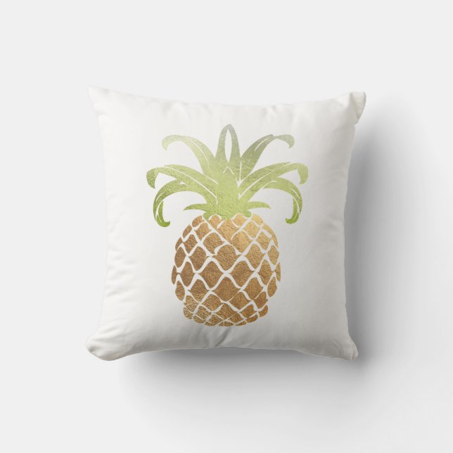PixDezines Faux Gold Pineapples/DIY background Throw Pillow (Front)