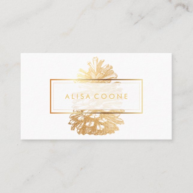 PixDezines  FAUX GOLD PINECONES/DIY background Business Card (Front)