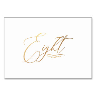 PixDezines Faux Gold Romantic Calligraphy Eight 8 Table Number