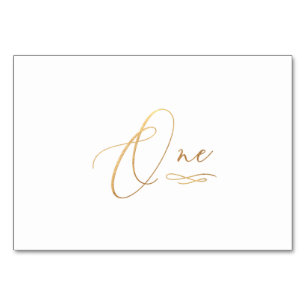 PixDezines Faux Gold Romantic Calligraphy One 1 Table Number