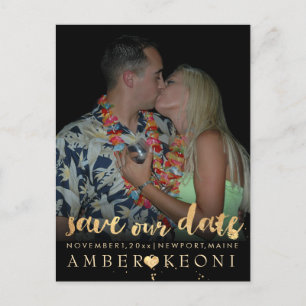 PixDezines faux gold/save date/DIY colour Announcement Postcard