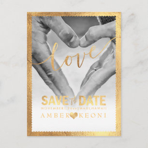 PixDezines Faux Gold Save the Date/Heart Announcement Postcard