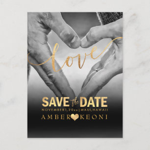 PixDezines Faux Gold Save the Date/Heart Announcement Postcard