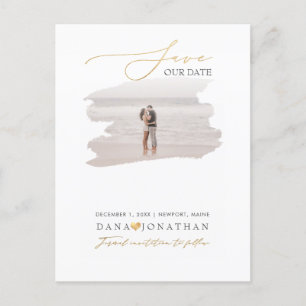 PixDezines Faux Gold Save the Date Luxe Script Pos Postcard