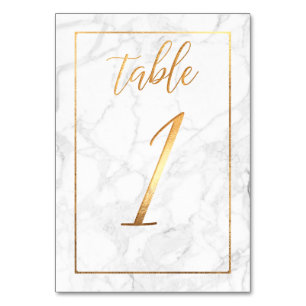 PixDezines Faux Gold/Table No 1+/Marble Table Number