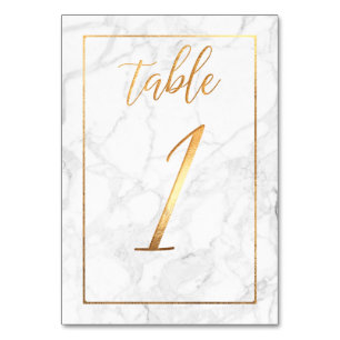 PixDezines Faux Gold/Table No 1+/Marble Table Number