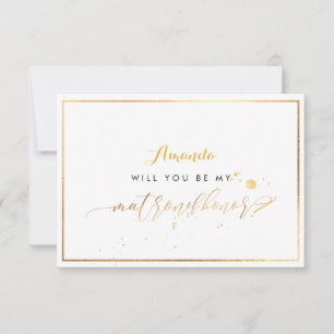 PixDezines Faux Gold Will You Be Matron of Honour Invitation