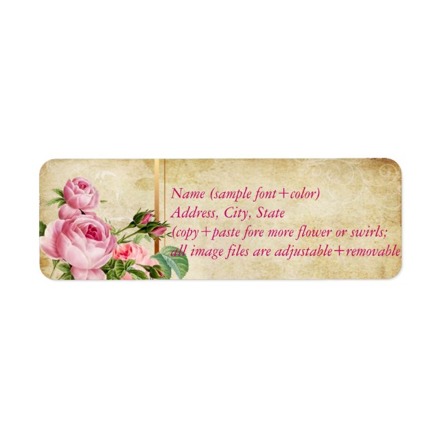 PixDezines faux parchment +vintage roses (Front)
