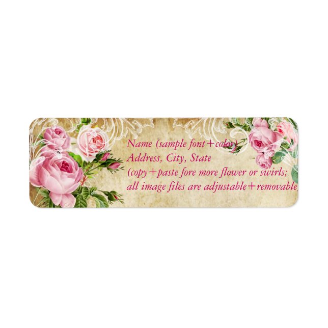 PixDezines faux parchment +vintage roses (Front)
