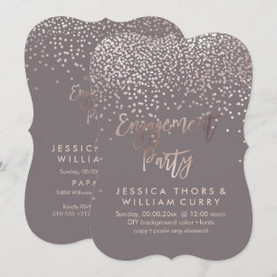 PixDezines Faux Rose Gold Confetti Engagement Invitation