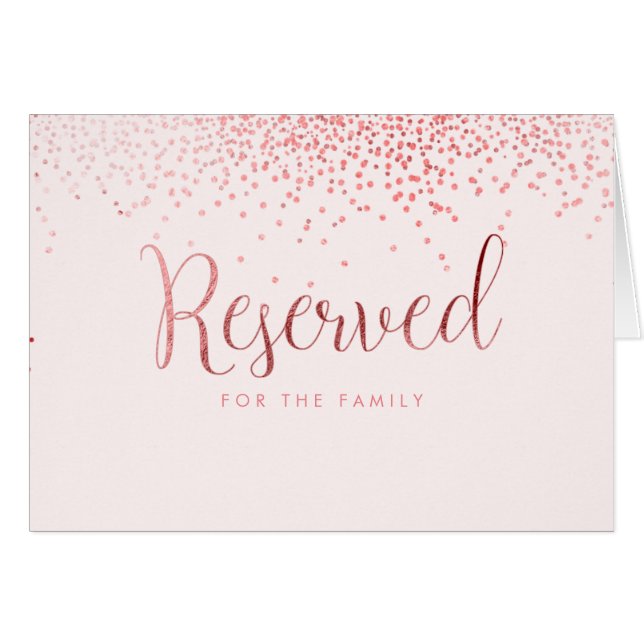 PixDezines Faux Rose Gold Confetti/Reserved Table (Front Horizontal)