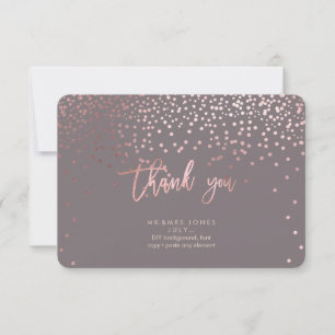 PixDezines Faux Rose Gold Confetti Thank You Card