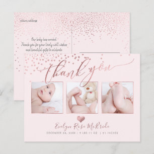 PixDezines Faux Rose Gold Confetti/Thank You Postcard