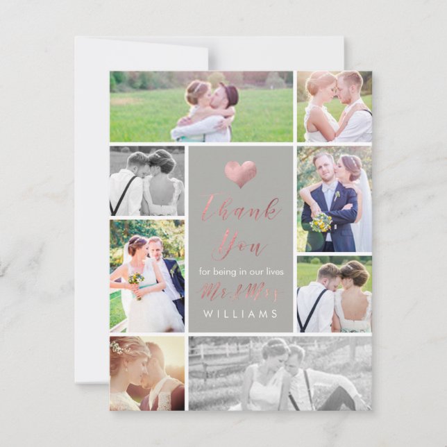 PixDezines Faux Rose Gold Heart Merci (Devant)