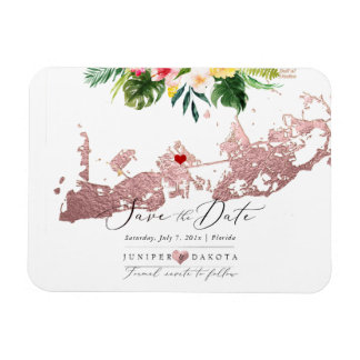 PixDezines Faux Rose Gold Key West Map, DIY heart Magnet