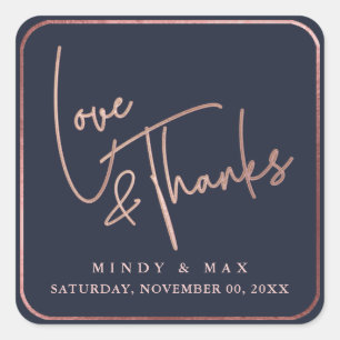 PixDezines FAUX ROSE GOLD LOVE+THANKS DIY COLOR Square Sticker
