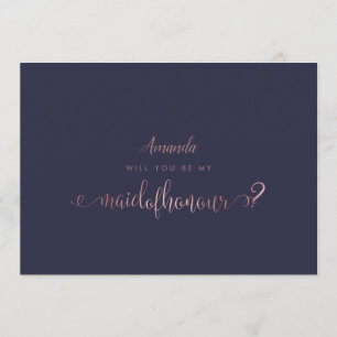PixDezines Faux Rose Gold Maid of Honour Invitation