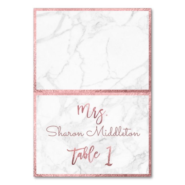 PixDezines Faux Rose Gold Marble/Table Card (Front)