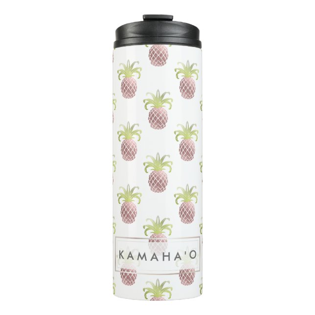 PixDezines Faux Rose Gold Pineapples Thermal Tumbler (Front)