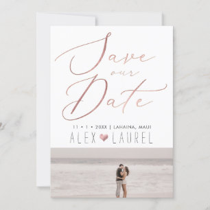 PixDezines Faux Rose Gold Save the Date Invitation
