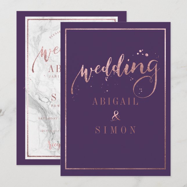 PixDezines Faux Rose Gold Script/DIY Colour Invitation (Front/Back)