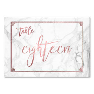 PixDezines Faux Rose Gold/Table No1-18/Marble Table Number