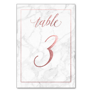PixDezines Faux Rose Gold/Table No 1+/Marble Table Number