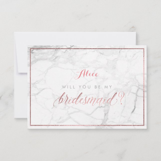 PixDezines Faux Rose Gold Will You Be..Bridesmaid Invitation (Front)