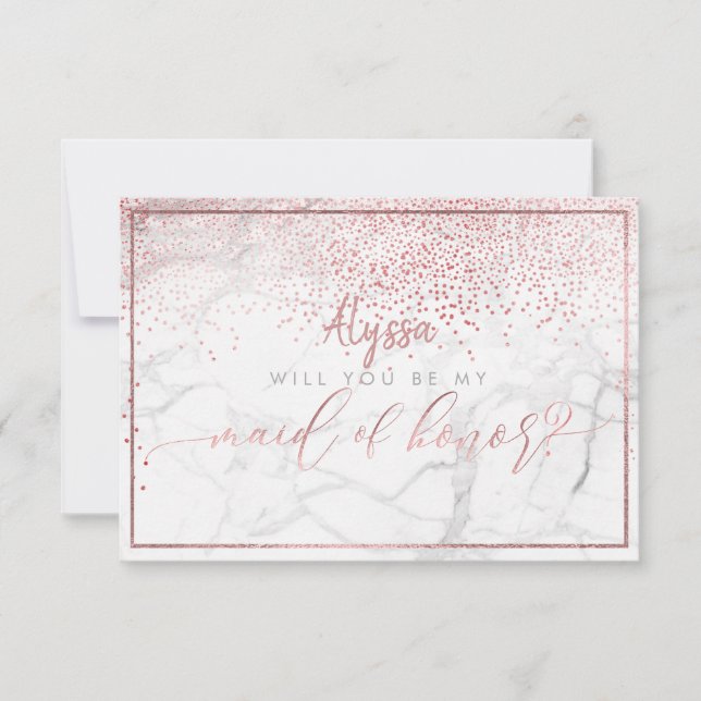 PixDezines Faux Rose Gold Will You Be Maid of Invitation (Front)