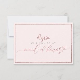 PixDezines Faux Rose Gold Will You Be Maid of Invitation