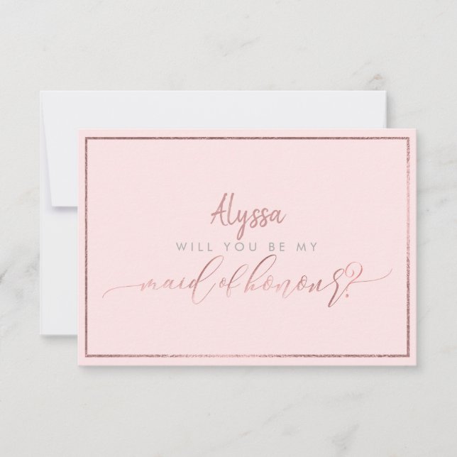 PixDezines Faux Rose Gold Will You Be Maid of Invitation (Front)