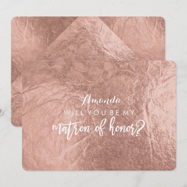 PixDezines Faux Rose Gold Will You Be..Matron Invitation (Front/Back)